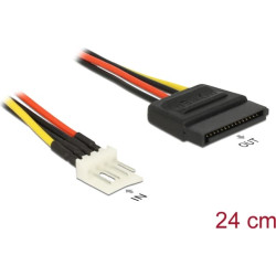 Delock Power Cable SATA 15 pin male  4 pin floppy male 24 cm