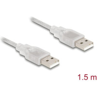 Delock Cable USB 2.0 Type-A male > USB 2.0 Type-A male 1.5 m transparent
