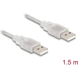 Delock Cable USB 2.0 Type-A male > USB 2.0 Type-A male 1.5 m transparent