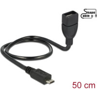 Delock Cable USB 2.0 Micro-B male > USB 2.0 Type-A female OTG ShapeCable 0.50 m