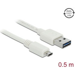 Delock Cable EASY-USB 2.0 Type-A male > EASY-USB 2.0 Type Micro-B male 0,5 m white