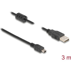 Delock Cable USB 2.0 Type-A male > USB 2.0 Mini-B male 3.0 m black