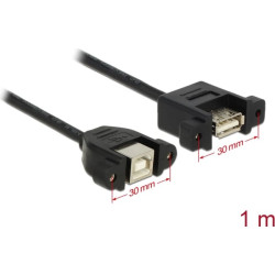 Delock Cable USB 2.0 Type-B female panel-mount > USB 2.0 Type-A female panel-mount 1 m
