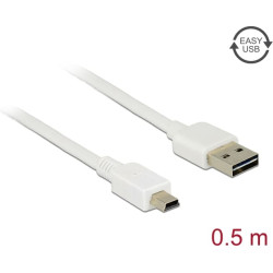 Delock Cable EASY-USB 2.0 Type-A male > USB 2.0 Type Mini-B male 0,5 m white