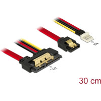 Delock Cable SATA 6 Gb/s 7 pin receptacle + Floppy 4 pin power male > SATA 22 pin receptacle straight metal 30 cm