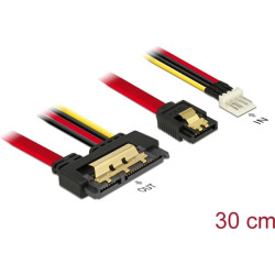 Delock Cable SATA 6 Gb/s 7 pin receptacle + Floppy 4 pin power male > SATA 22 pin receptacle straight metal 30 cm