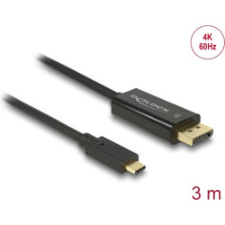 Delock Cable USB Type-C™ male > DisplayPort male (DP Alt Mode) 4K 60 Hz 3 m black
