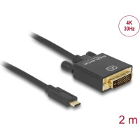 Delock Cable USB Type-C™ male > DVI 24+1 male (DP Alt Mode) 4K 30 Hz 2 m black