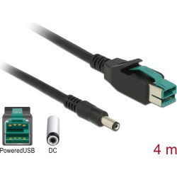 Delock PoweredUSB cable male 12 V > DC 5.5 x 2.1 mm male 4 m for POS printers and terminals
