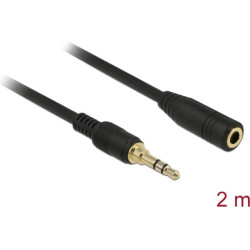 Delock Stereo Jack Extension Cable 3.5 mm 3 pin male to female 2 m black