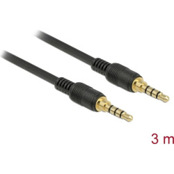Delock Klinkenkabel 3,5 mm 4 Pin Stecker > Stecker 3 m schwarz