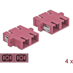Delock Optical Fiber Coupler SC Duplex female to SC Duplex female Multi-mode 4 pieces violet