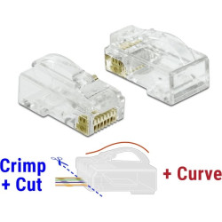 Delock RJ45 Crimp+Cut+Curve plug Cat.6 UTP 20 pieces