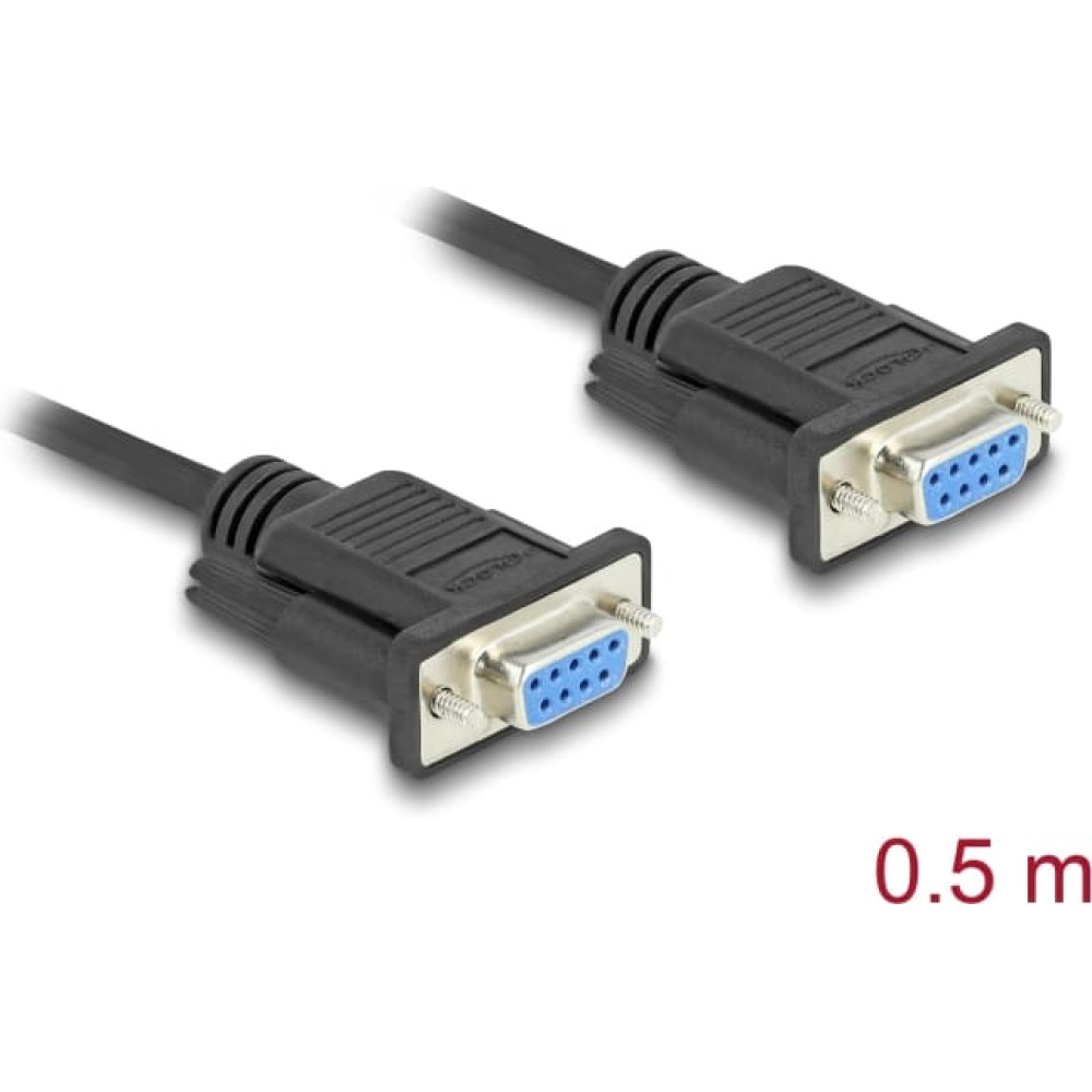 Delock RS-232 Cable Serial D-Sub9 female to female with narrow plug housing 0.5 m