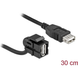 Delock Keystone Module USB 2.0 A female 110° > USB 2.0 A female with cable black