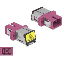 Delock Optical Fiber Coupler with laser protection flip SC Simplex female to SC Simplex female Multi-mode violet