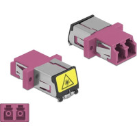 Delock Optical Fiber Coupler with laser protection flip LC Duplex female to LC Duplex female Multi-mode violet