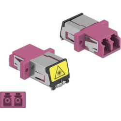 Delock Optical Fiber Coupler with laser protection flip LC Duplex female to LC Duplex female Multi-mode violet