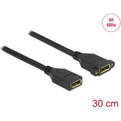 Delock DisplayPort 1.2 cable female to female panel-mount 4K 60 Hz 30 cm