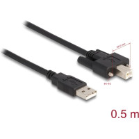 Delock Cable USB 2.0 Type-A male to Type-B male with screws 0.5 m