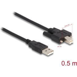Delock Cable USB 2.0 Type-A male to Type-B male with screws 0.5 m