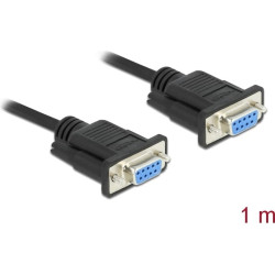 Delock RS-232 Cable Serial D-Sub 9 female to female null modem with narrow plug housing - CTS / RTS auto control - 1 m