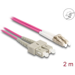Delock Fiber Optical Cable with metal armouring LC Duplex to SC Duplex Multi-mode OM4 2 m