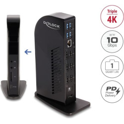Delock USB Type-C™ Triple Display Docking Station with DisplayLink® 4K / USB Hub / LAN / SD / Audio / PD 96 W