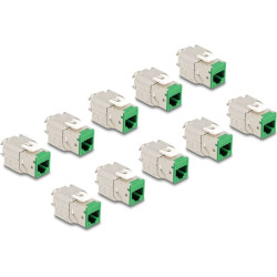 Delock Keystone Modul RJ45 jack to LSA Cat.6A toolfree green set 10 pieces