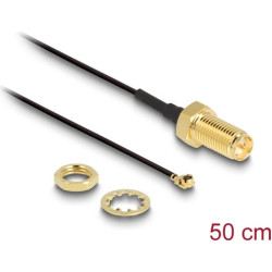 Delock Antenna Cable RP-SMA Jack Bulkhead  MHFU.FL Compatible Plug 500 mm