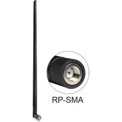 Delock WLAN 802.11 b/g/n Antenna RP-SMA plug 9 dBi omnidirectional with tilt joint black