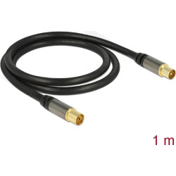 Delock Antenna Cable IEC Plug > IEC Jack RG-6/U 1 m black