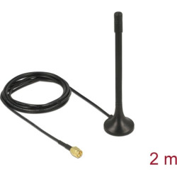 Delock Antenna ISM 433 MHz SMA 2 dBi 2 m RG-174 omnidirectional fixed magnetic base black