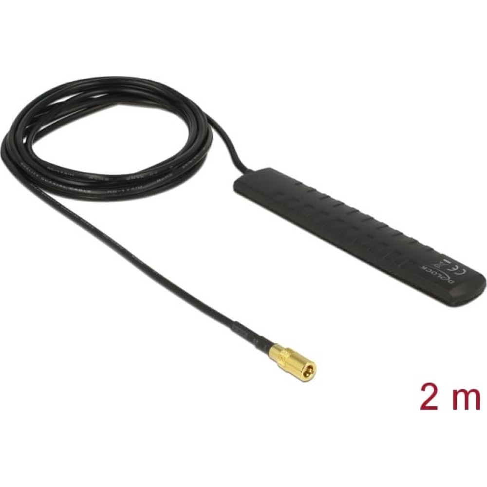Delock DAB+ DVB-T2 Antenna SMB Plug 20 dBi active omnidirectional black adhesive mounting