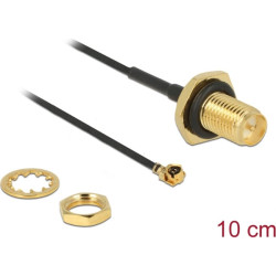 Delock Antenna Cable RP-SMA Jack Bulkhead > MHF / U.FL-LP-068 Compatible Plug 100 mm 1.13 thread length 9 mm splash proof
