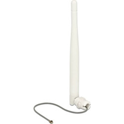 Delock WLAN 802.11 b/g/n Antenna I-PEX Inc., MHF® I plug 3 dBi omnidirectional 1.13 12 cm flexibel clip white