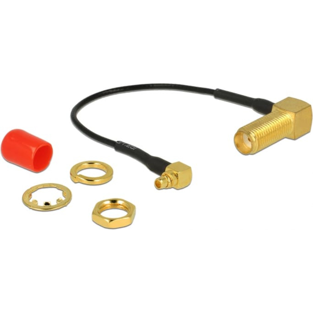 Delock Antenna Cable SMA 90° jack bulkhead > MMCX 90° plug 10 cm 1.37 thread length 13 mm