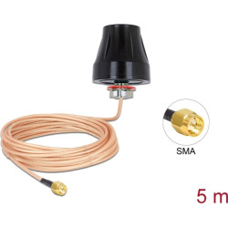 Delock LTE Antenna SMA plug 2 dBi fixed omnidirectional with connection cable (RG-316U 5 m) outdoor black