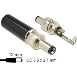 Delock Connector DC 5.5 x 2.1 mm with 12.0 mm length male