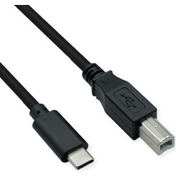 USB 2.0 kabelis Type C, C-B, M/M, melns, 3 m, Roline