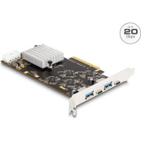 Delock PCI Express x8 Card with 2 x USB 20 Gbps USB Type-C™ female and 2 x USB 10 Gbps Type-A female - Quad Channel