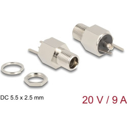 Delock Connector DC 5.5 x 2.5 mm female bulkhead soldering version - Hexagon 20 V / 9 A