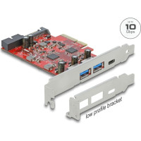 Delock PCI Express x4 Card to 1 x external USB Type-C™ female + 2 x external USB Type-A female SuperSpeed USB 10 Gbps + 1 x internal USB 5 Gbps Pin Header