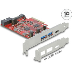 Delock PCI Express x4 Card to 1 x external USB Type-C™ female + 2 x external USB Type-A female SuperSpeed USB 10 Gbps + 1 x internal USB 5 Gbps Pin Header