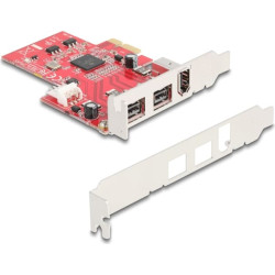 Delock PCI Express x1 Card to 2 x external FireWire B + 1 x external FireWire A - Low Profile Form Factor