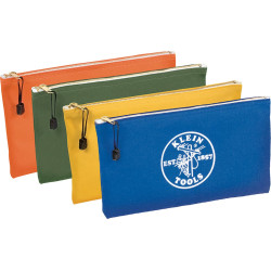 Klein Tools 5140 Stoff-Reißverschlusstasche, Canvas, Oliv/Orange/Blau/Gelb, 4er-Pack