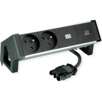 Bachmann DESK2 ALU BLACK 2xUTE 1xUSBC 30W 0.2m GST18