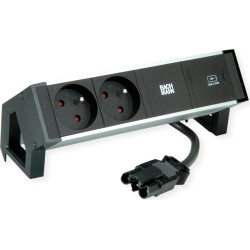 Bachmann DESK2 ALU BLACK 2xUTE 1xUSBC 30W 0.2m GST18
