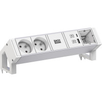 Bachmann DESK2 ALU WHITE 2xUTE 1xCM 1xUSB A/C 22W 0,2m GST18