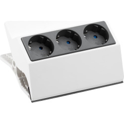 Bachmann PEGGY Clip-on socket strip 3x earthing contact, white, 3 m